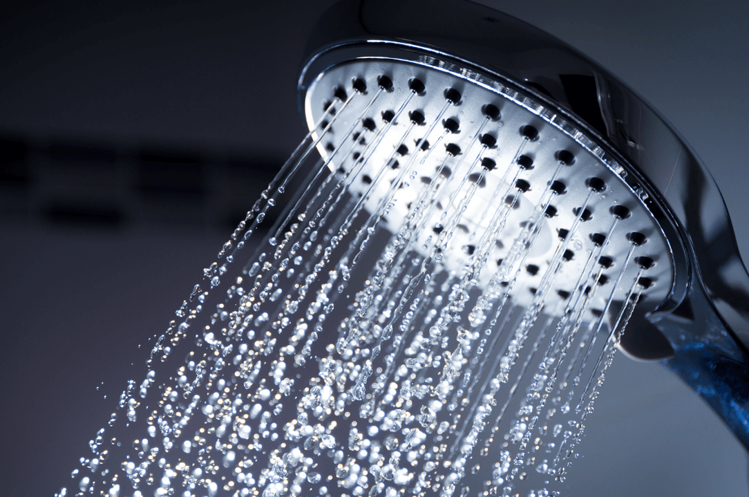 Circular shower nozzle spraying water
